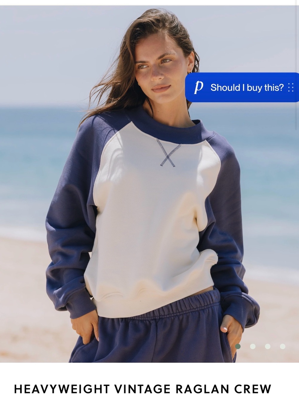 Daily Drills Navy and Sand Raglan Crew Sweatshirt